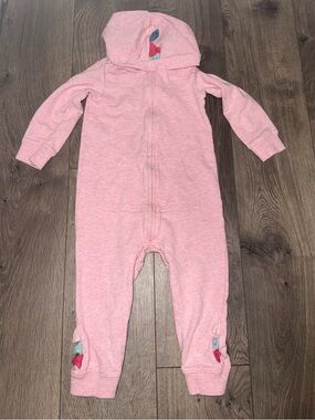 Carter's Pink Hooded Footie One-Piece with Colorful Knotted Accents